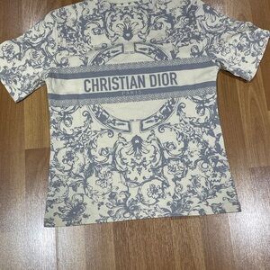 Dior Cream and Gray Short Sleeve Tee